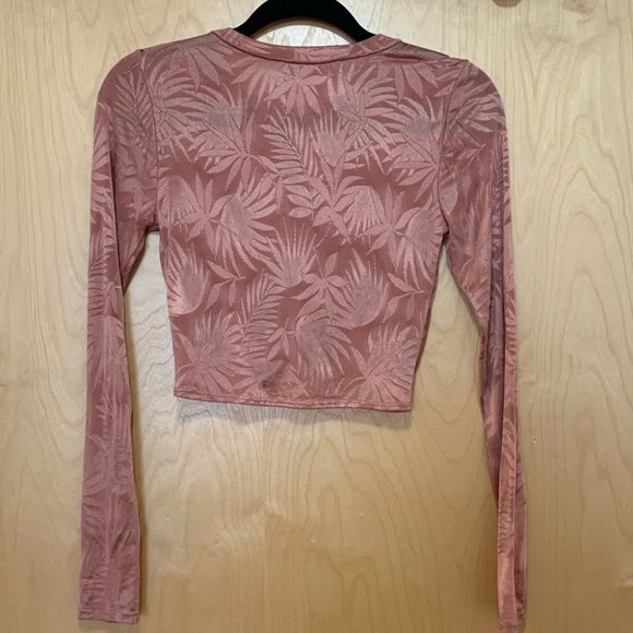 Audrey 3+1 Long Sleeve Twist Front Orange Crop Top - Picture 2 of 13